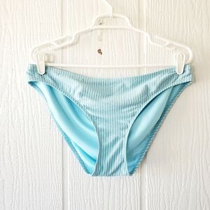 XHILARATION Thin Stripe Seersucker Bikini Bottom Gray & Blue XL